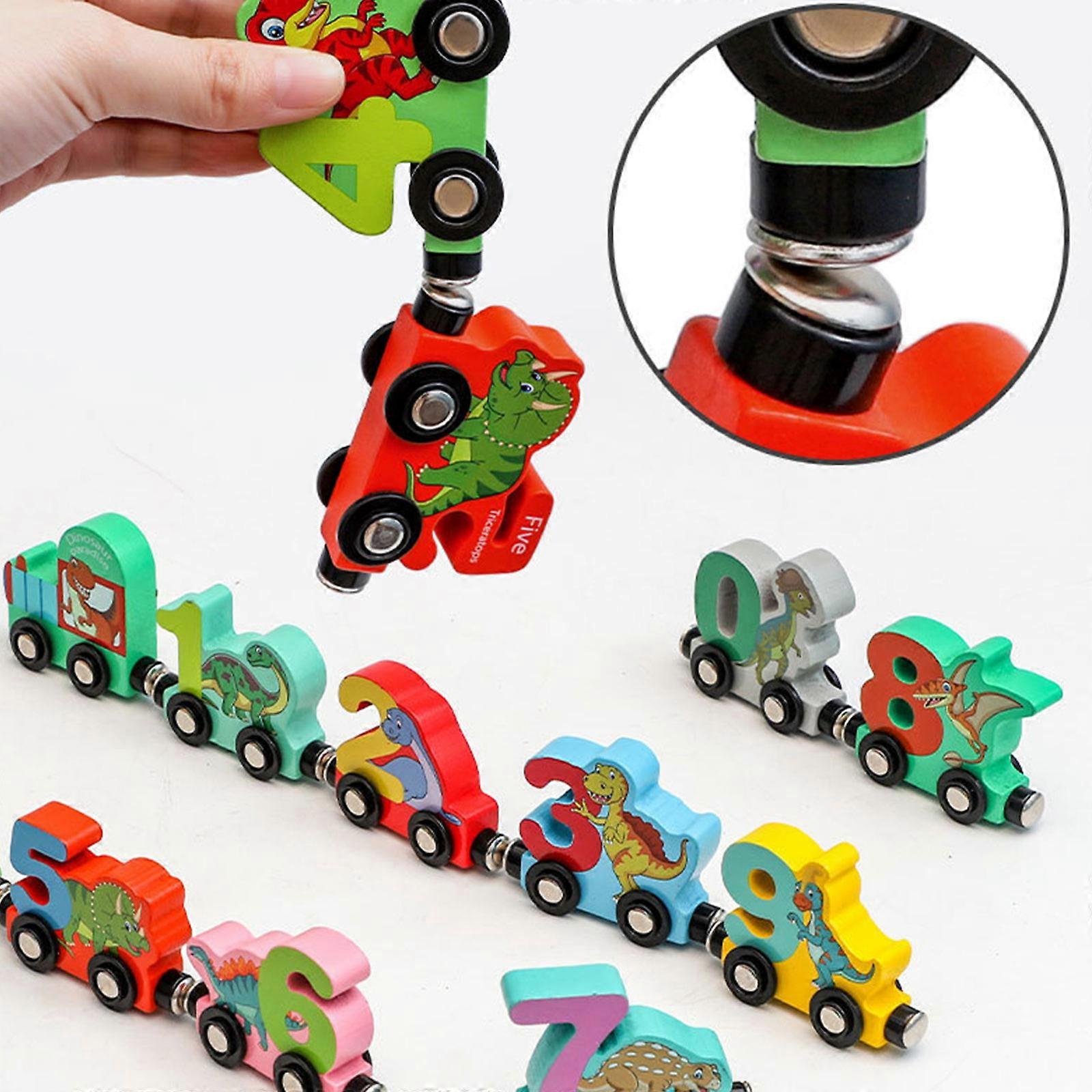 恐竜木製磁気列車セット、2〜4歳向けの楽しい子供向け教育ギフトおもちゃ