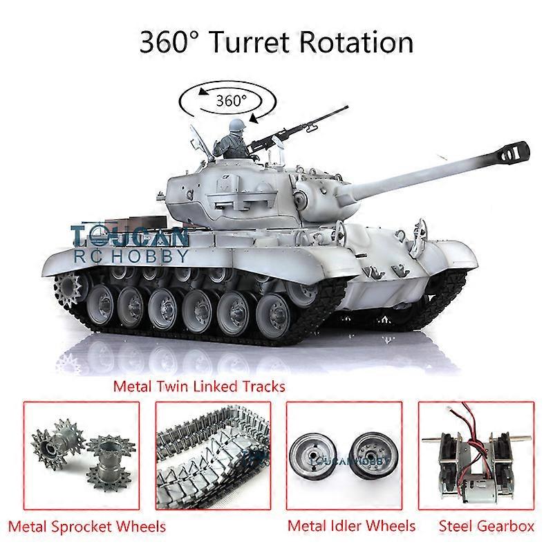 Oppgradert Ver 1/16 TK7.0 M26 Pershing RC Tank 3838 W / 360 Tårn Metallspor BB Skyting Militær Modell Leketøy