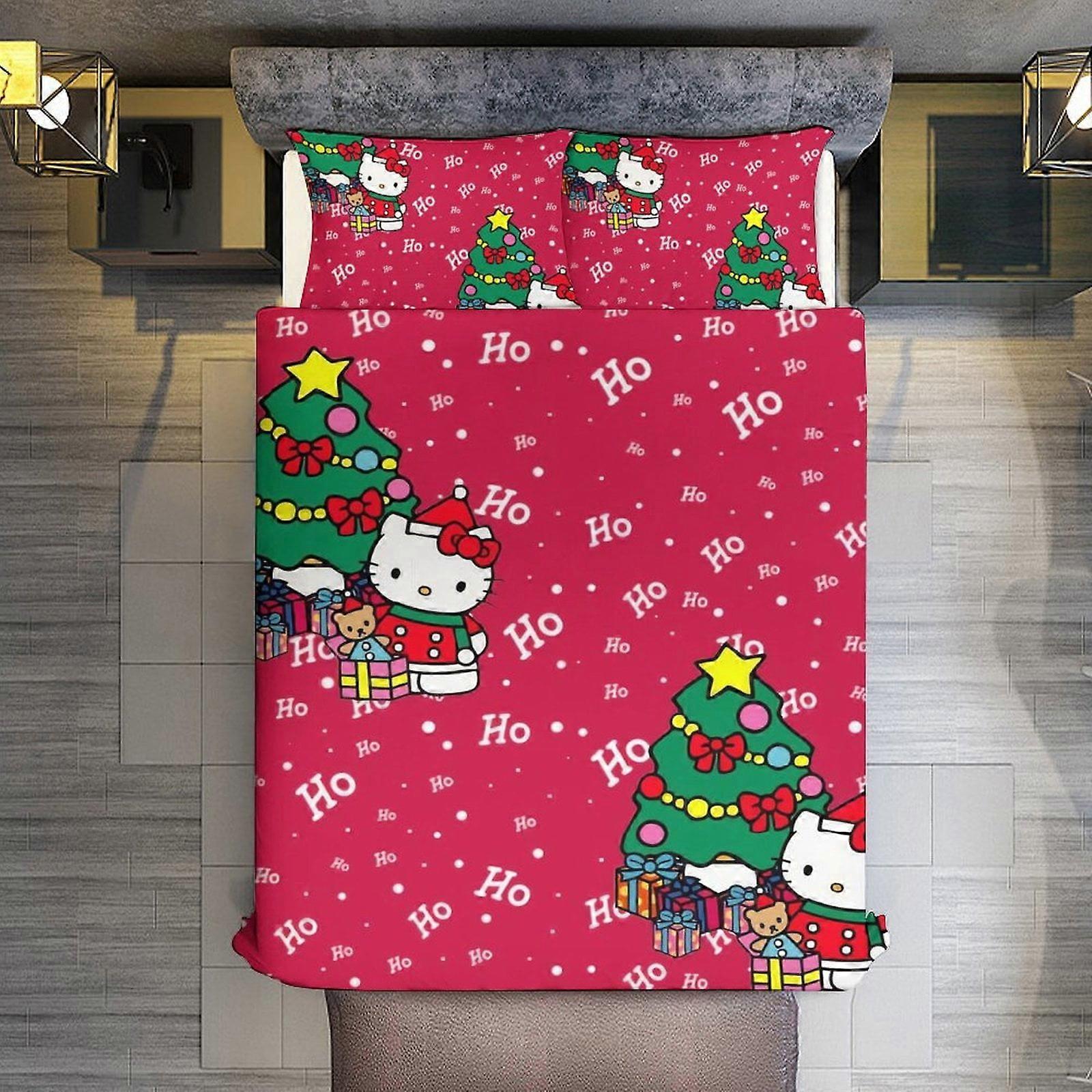 Bedding set WY30 Hello Kitty Ho 3 Pieces Duvet Cover Set Full Size Super Soft Fade Resistant Microfiber 1 Cover with Zipper and 2 Pillowcases ZA30
