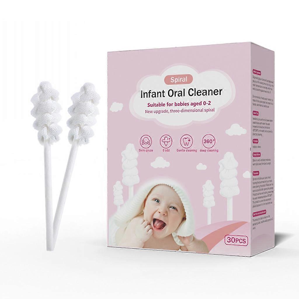 30Pcs Baby Tongue Cleaner with Paper Handle Disposable Infant Toothbrush