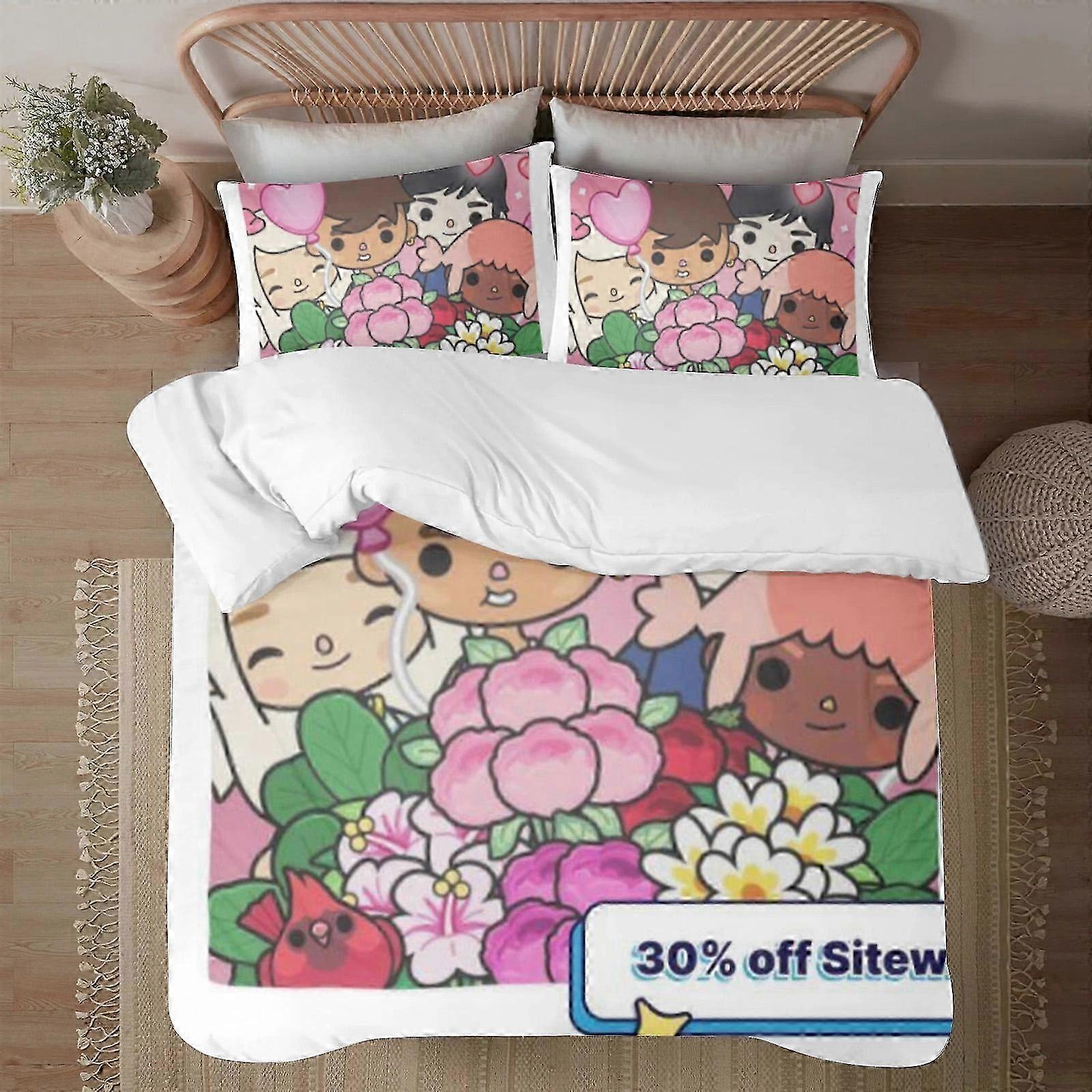 v1002 Lençóis Toca Life SoftConjunto de Cama com Capa de Edredom Impressa em 3D com Capa de EdredomConjunto de 3 Peças Inclui Fronhas e Capa Mhine Waab (1 Edredom