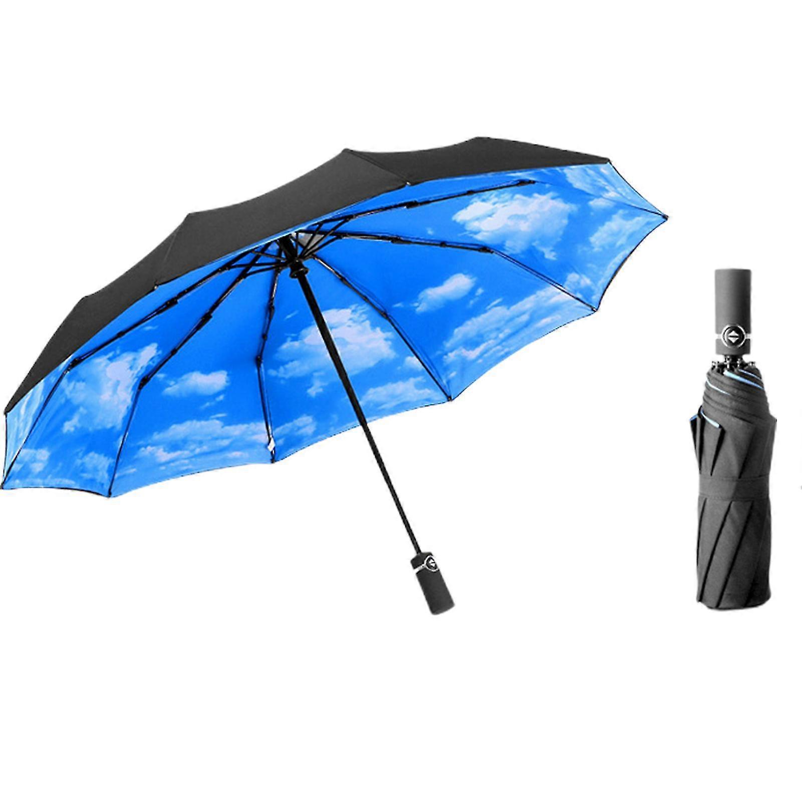 Fully Automatic Three-fold Umbrella Portable Windproof Sunscreen Umbrella