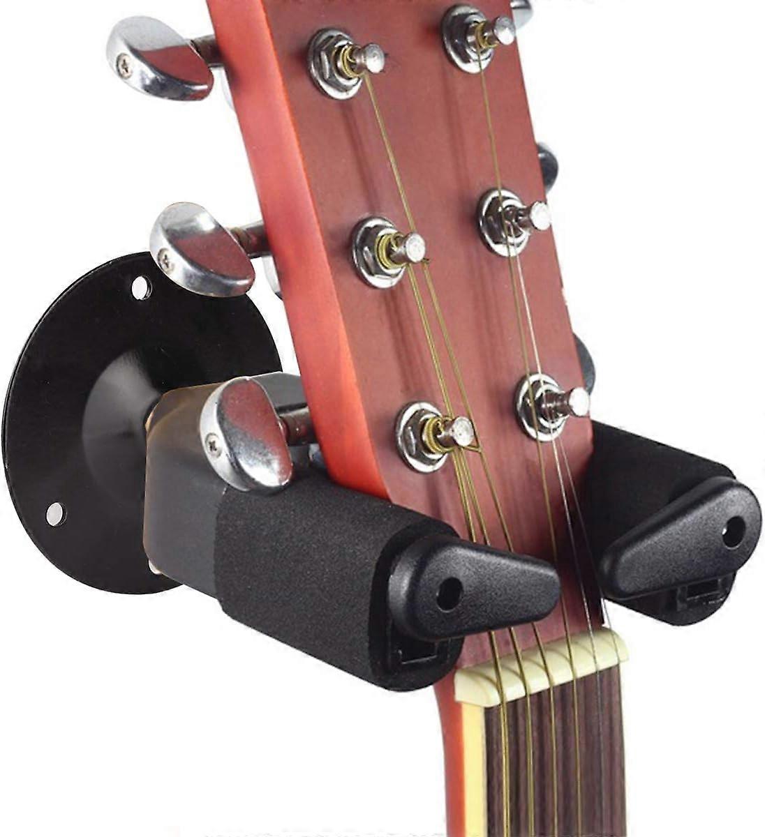 (Black) Guitar Wall Mount with Auto Safety Lock, Auto Lock System, for all Guitars, Basses, Banjos, Violins, Mandolins, Ukelele.