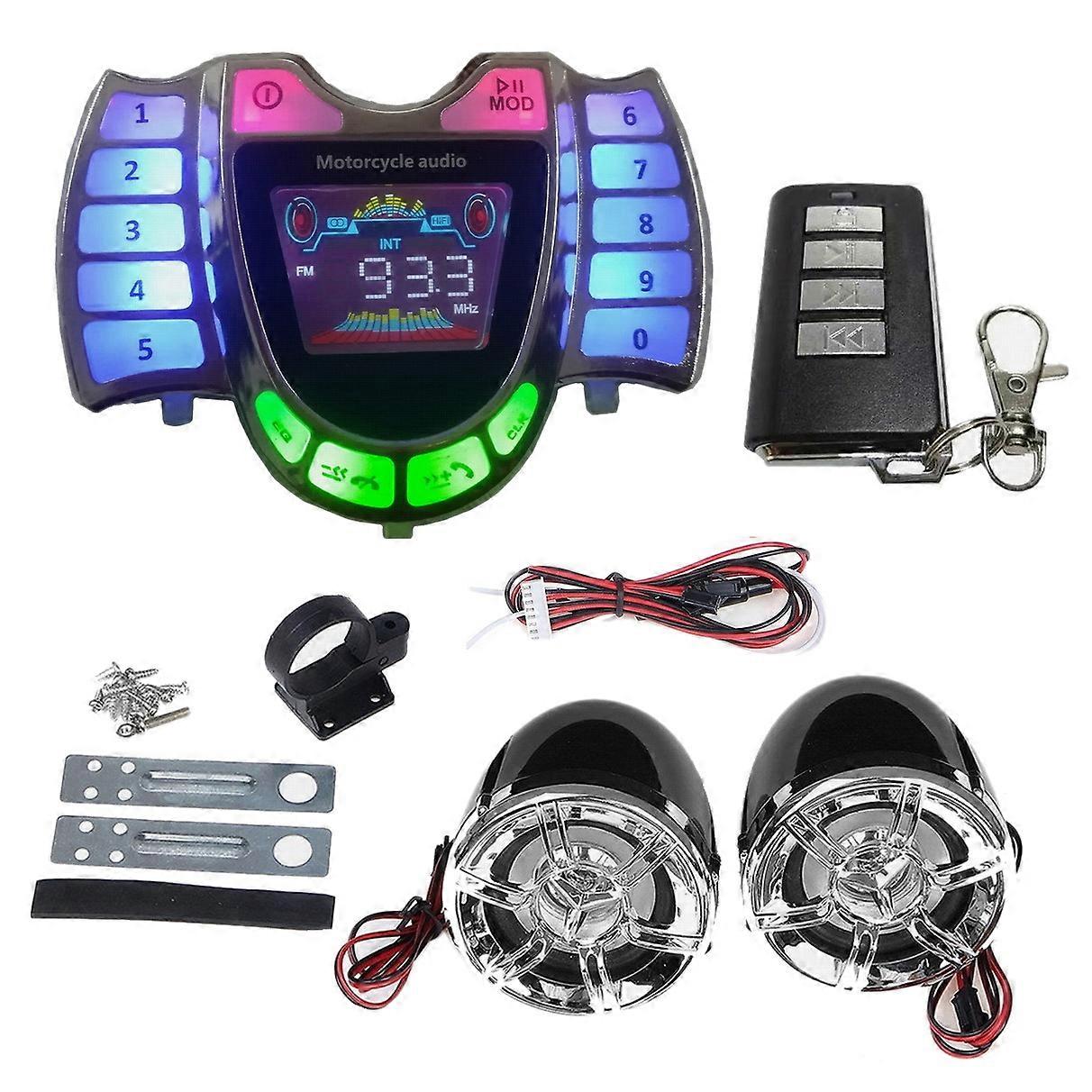 Motorcycle Stereo Speakers Wireless Bluetooth MP3 Player Waterproof FM Audio for Motor Scooter Bike