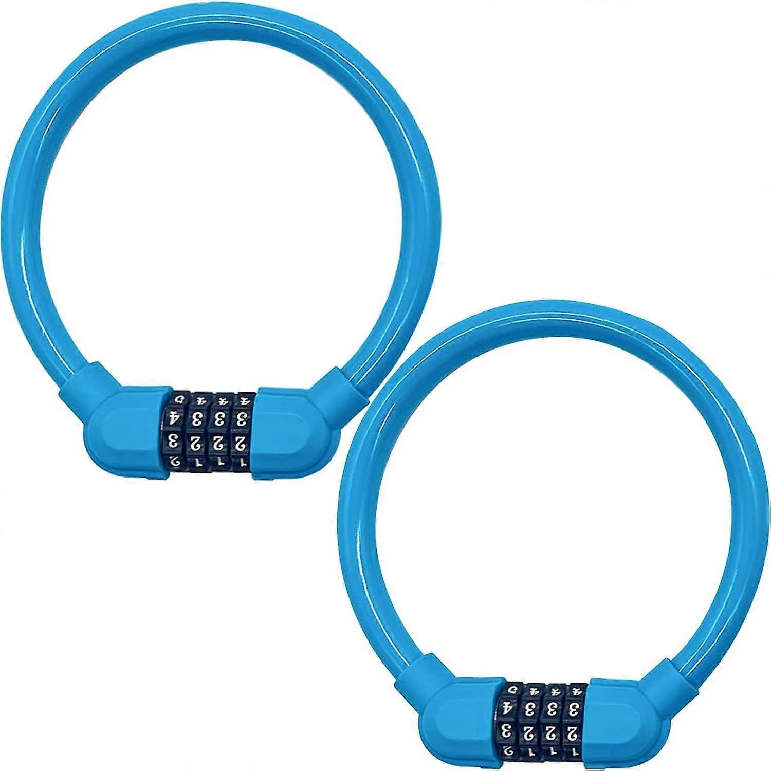 2 Pcs Bike Lock Bike Lock Bicycle Code Lock with 4-Digit Password (Blue, Each 40cm Long) - Cable Lock for Bicycle, Scooter, Motorcycle, Skateboard, Fe
