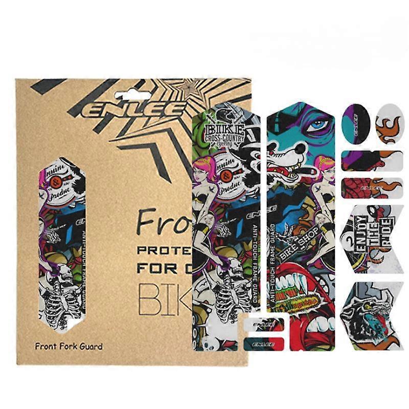 1 set of bicycle 3D film front fork stickers mountain road frame protective film decorative stickers (graffiti front fork)