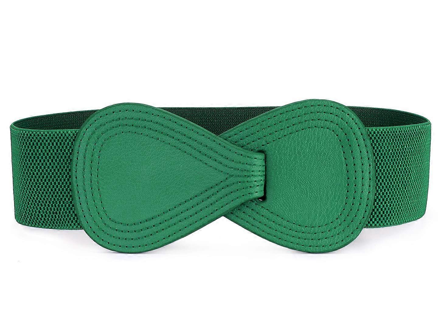 Sammankopplat spänne 8-formad elastiskt midjeband i konstläder midjeband damgrön