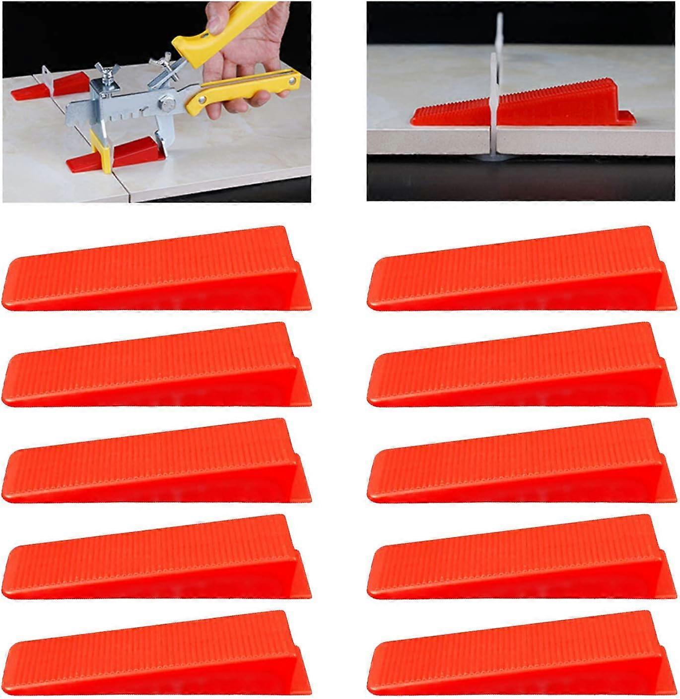 Tile Leveling System Wedges, Wedge Leveler Spacers for Tile Tiler Leveler Spacers Clips Wedges, 100 Pieces, Red