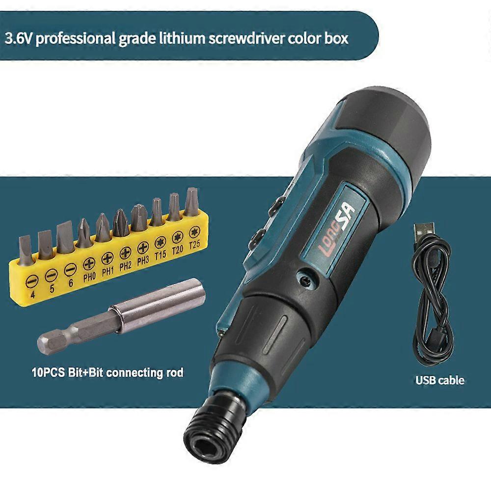 Torque Adjustment Straight Handle 3.6V Electric Screwdriver Mini Multi-function Disassembly Screw with Lithium Battery Drill
