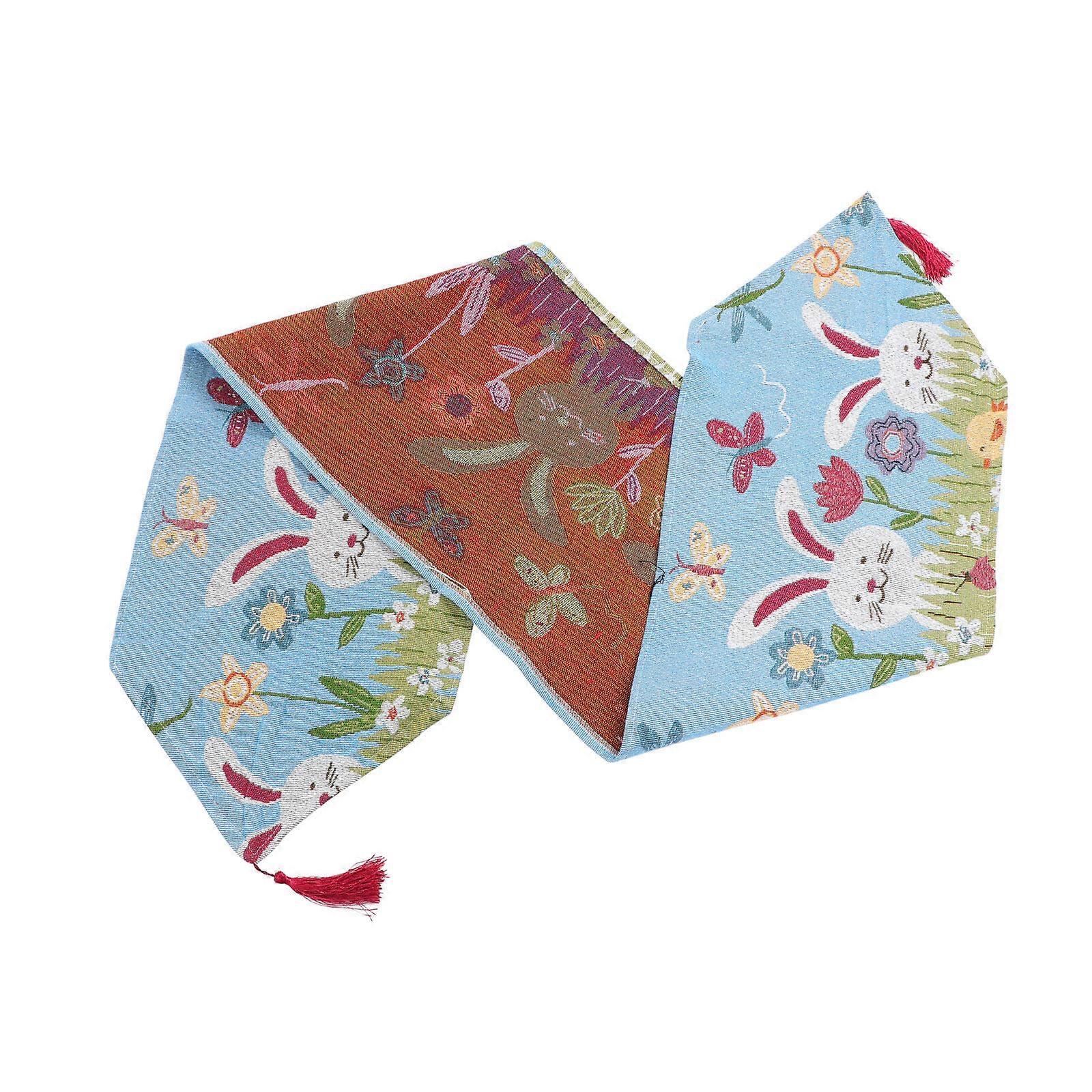 Easter Table Flag Party Decorated Table Rabbit Pattern Design Tablecloth