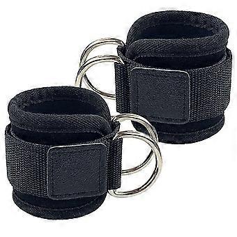Adjustable Gym Ankle Straps , Double D-ring Ankle Cuffs For Gym, Fitness Leg Exercise Workouts, Weight Lifting, Leg Workout, Men & Women2pcs,black)