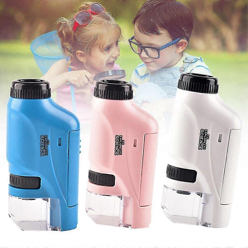 Kids Pocket Microscope 60x-120x Handheld Magnification Lens With Led Lighted