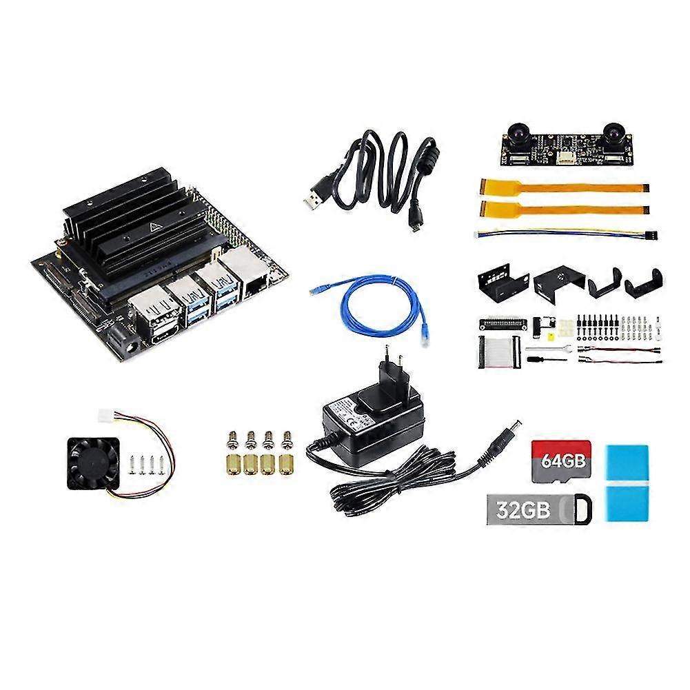 For Nano 4gb+16gb Emmc Ai Kit With Nano Module+heat Sink+imx219 Camera+metal Case+fan (eu Plug)