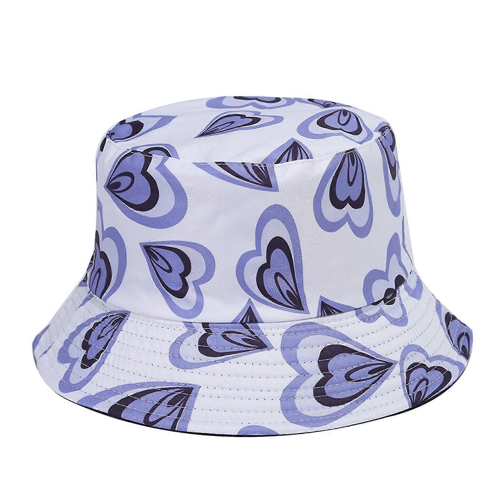 Heart Printing Sunproof Bucket Hat Color Matching Fisherman Hats Breathable
