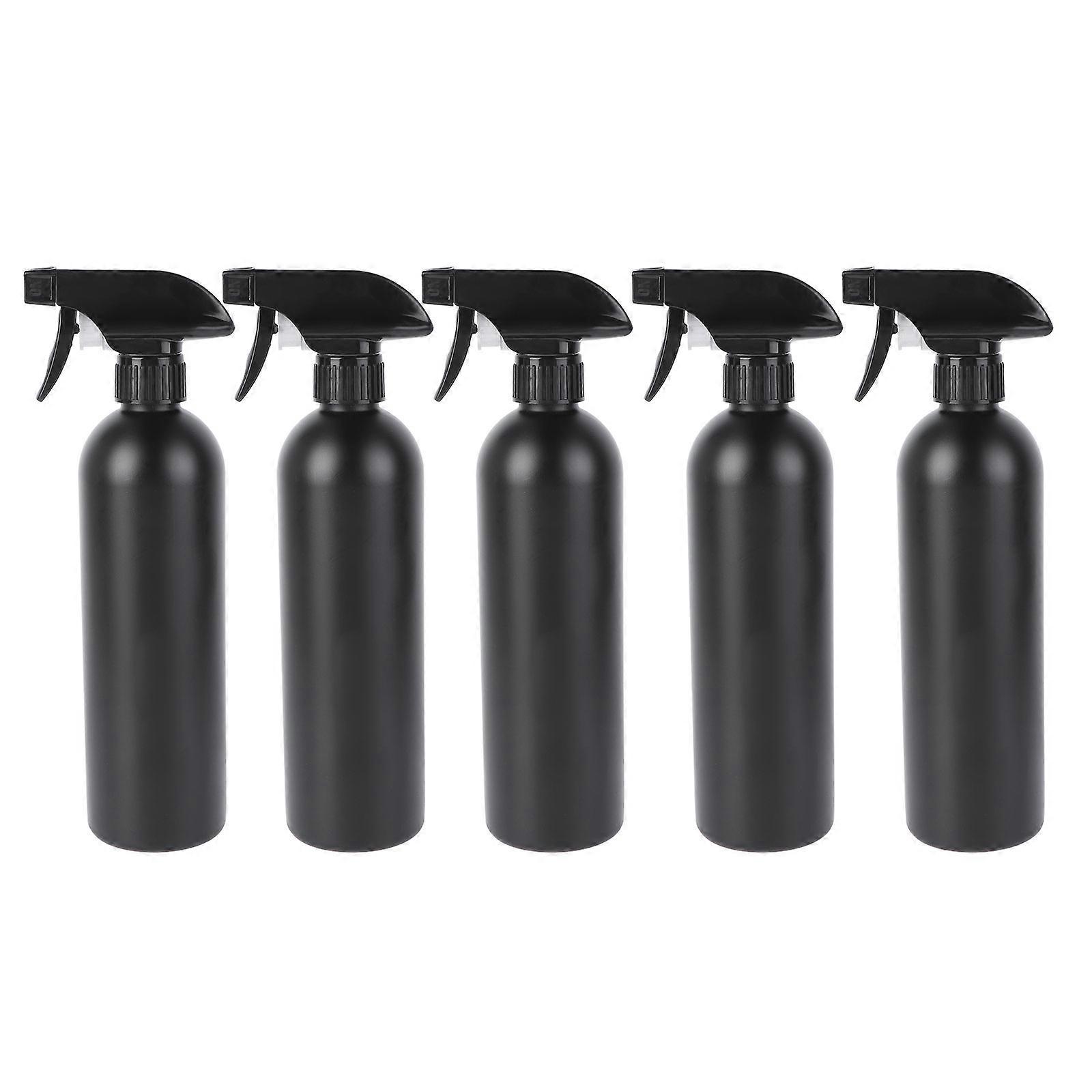 5pcs 500ml Empty Spray Bottles Portable Automobile Supplies Creative Round Shoulder Bottles Refillable Washing Tools (Black)