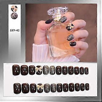 24 Pcs Adesivo Redondo/Plano/Pontiagudo Ponta Manicure Patch Com Decoração Unhas Postiças SXY-42