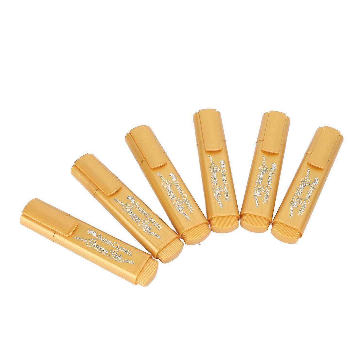 6 Pcs Highlighters Eco Friendly Shiny Delicate Gold Color Metallic Glitter Highlighter Marker Pen