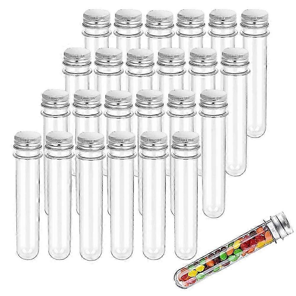 Plastic Test Tubes Gift Sample Tubes with Caps, 40 ml Plastic Test Tubes with Screw Lid Caps for Laboratory Main Decoration (Transparent)