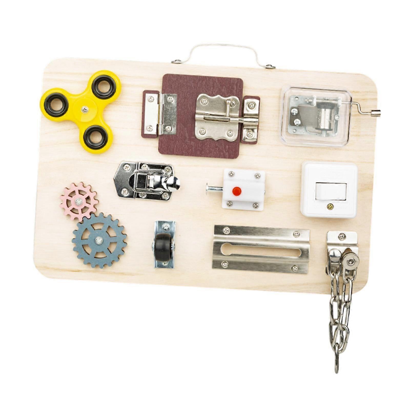 Træ Busy Board Fidget Board Pædagogisk Legetøj Til Børn Fødselsdagsgave Børn