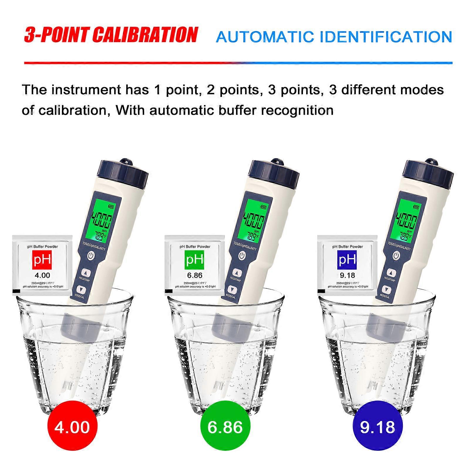 5 in 1 Professionelles Multiparameter-Kombi-Testmessgerät PH / EC / TDS / Salzgehalt / Thermometer Digitaler Multifunktionstester Wasserqualitätstester