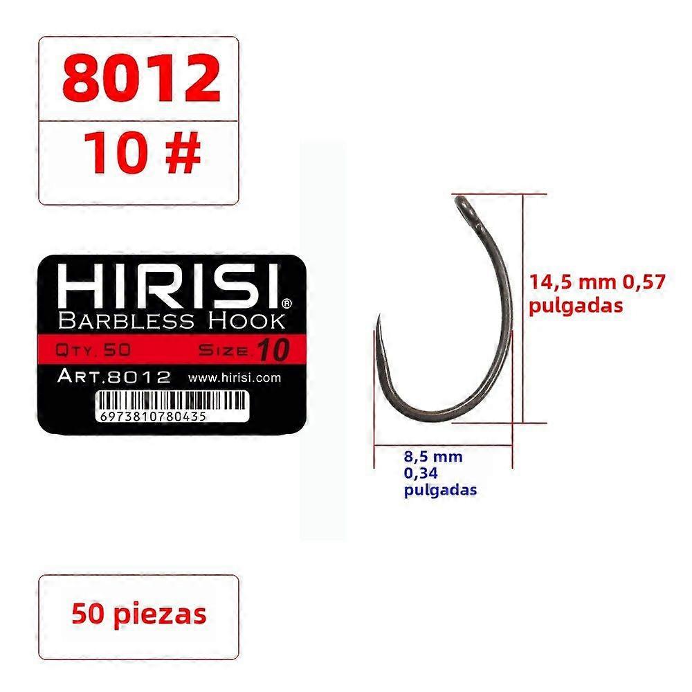 Hirisi 50pcs High Carbon Stainless Steel Barbless Fishing Hooks Fishing Tools & Accessories