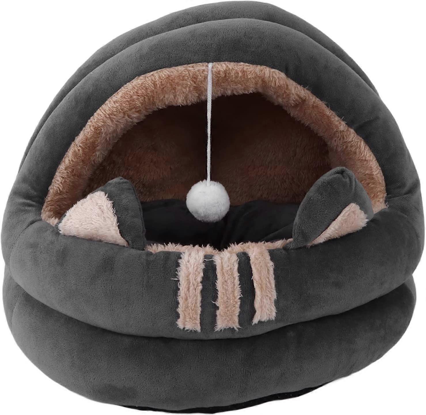 Pet House Cat Nest House Semi Closed Washable Warm Cat Bed with Removable Cushion for Puppy Cat Under 40cm
