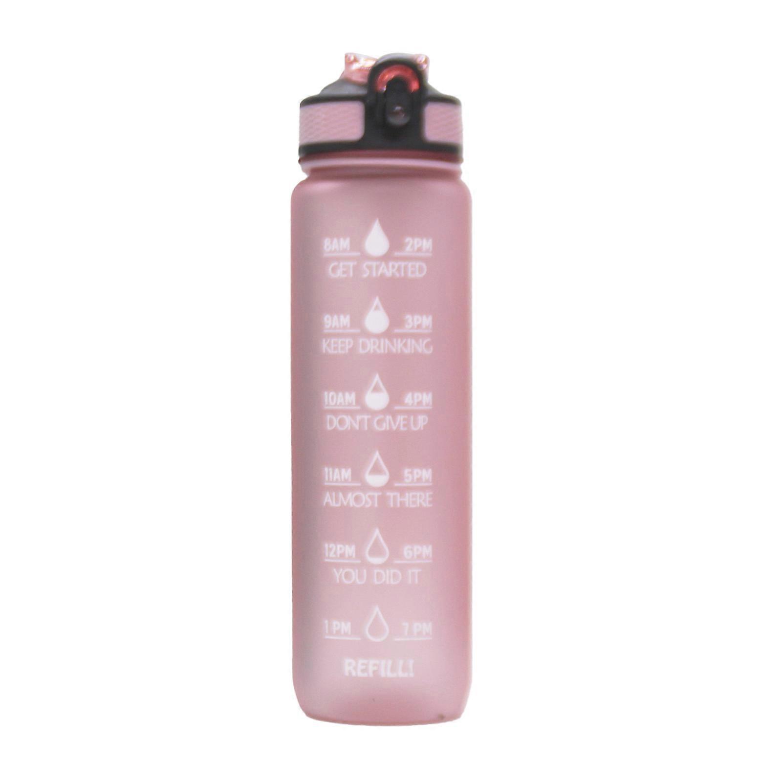 Durable Hydrations Bottles User Friendly 1L Water Bottles with Motivational Time Markers for Office and Fitness Use Pink.