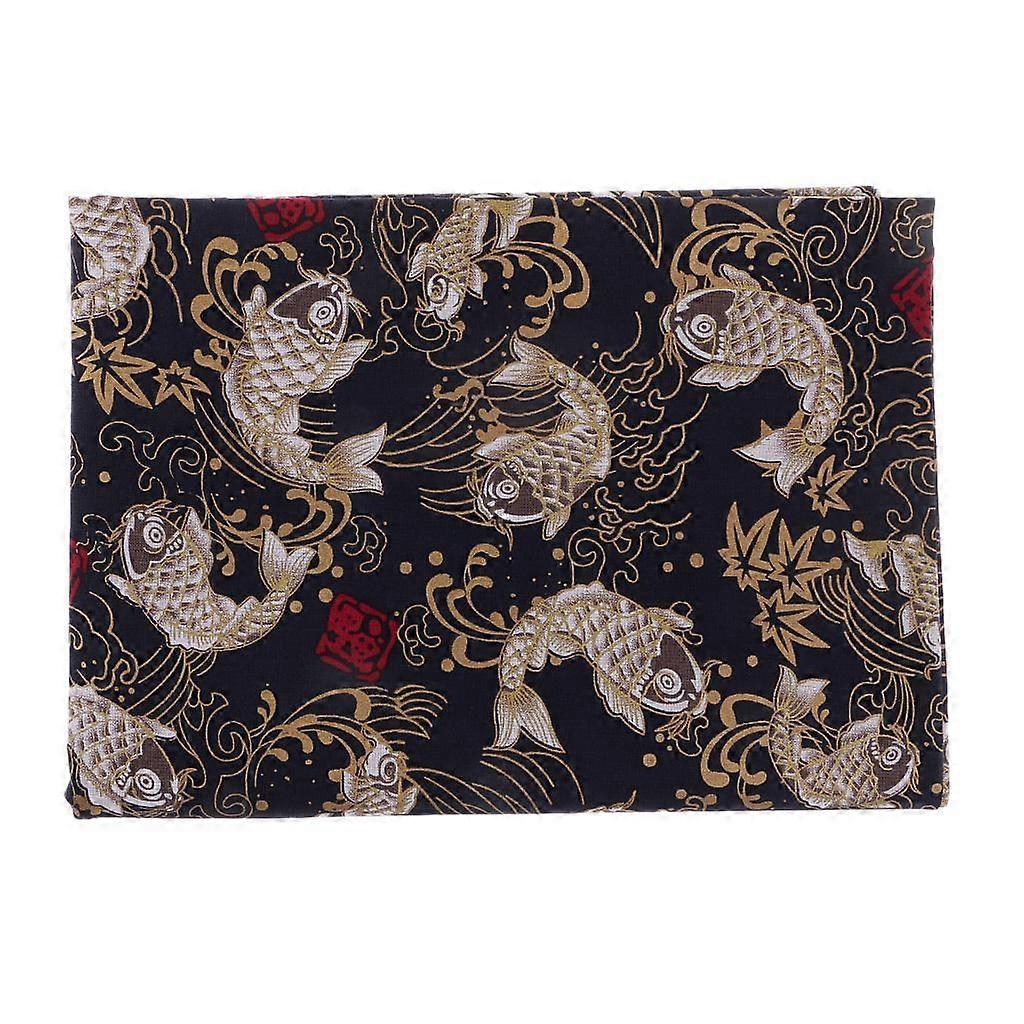 Bronzing Carp & Floral Cotton Fabric for Patchwork Sewing Material