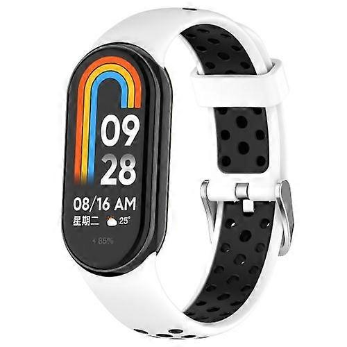 For Xiaomi Smart Band 9 / 9 NFC Holes Style Metal Connector Two Color Silicone Watch Band
