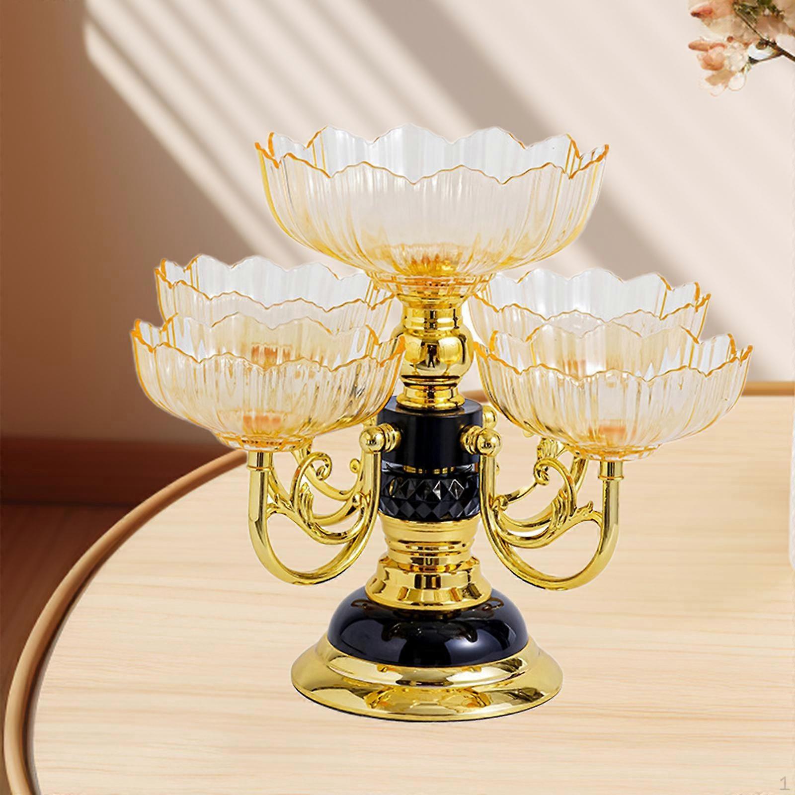 Divided Serving Dishes Snack Tray Rotating,Flower Dessert Plate Dried Fruit for