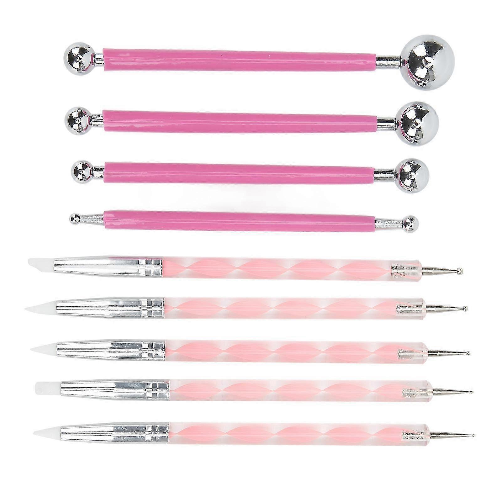 9Pcs DIY Clay Indentation Tool Different Sizes Rust Proof Double Ended Metal Ball Tools for Clay Pottery Sculpture Manicure