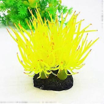 Artificial Sea Urchin Fish Tank Landscape Ornament Aqua Silicone Ornament (yellow)