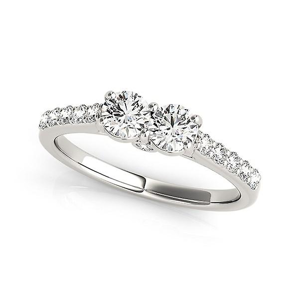 14k White Gold Round Two Stone Diamond Ring (3/4 cttw)