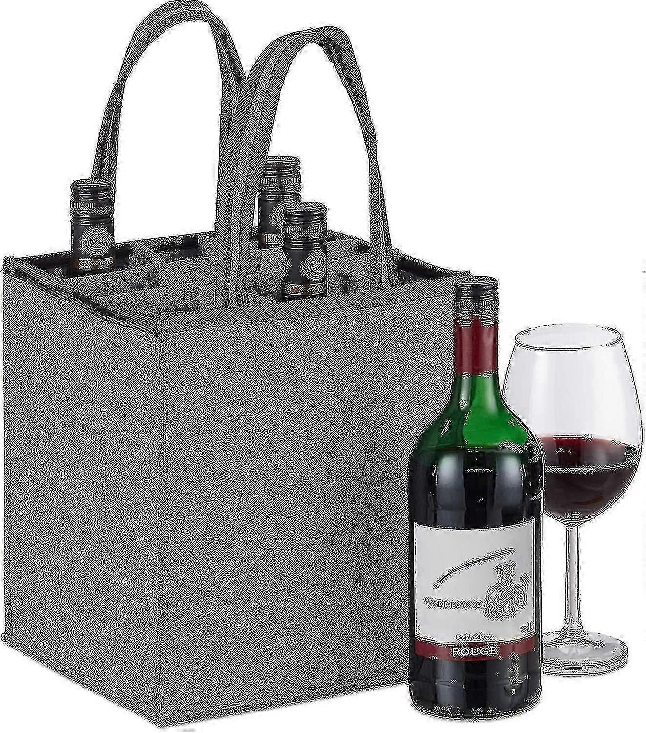 Flaskpåse 9 flaskor bärare för vin, öl, (45x24x24 cm, grå)