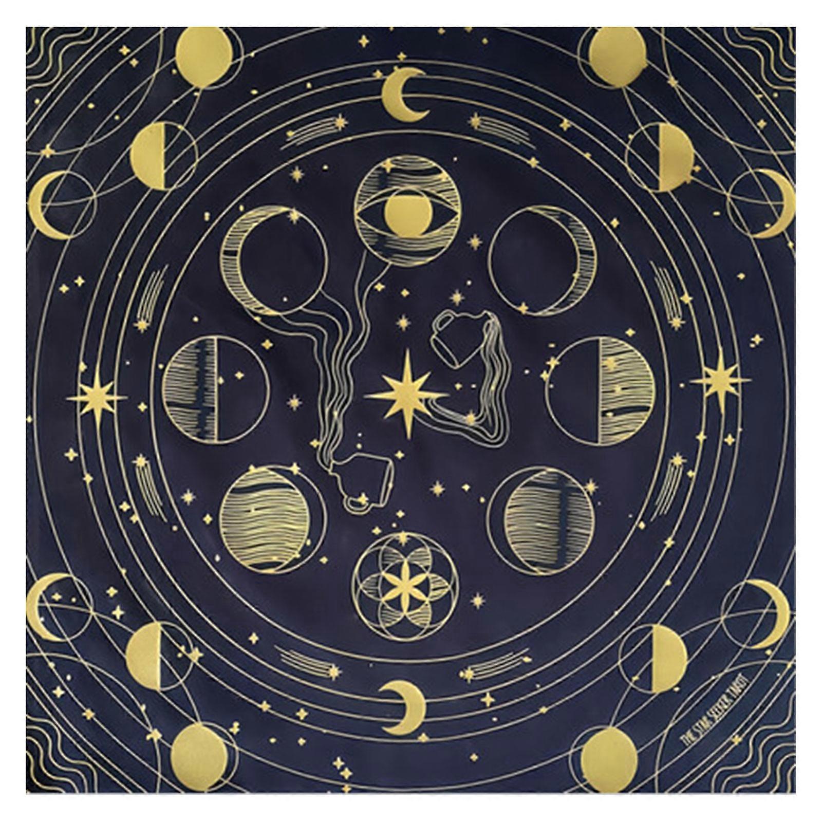Ay Evresi Desen Tarot Masa Örtüsü Kehanetler Kart Masa Örtüsü Goblen Astroloji Cadı Güverte Bezi Dekorasyon 50x50cm