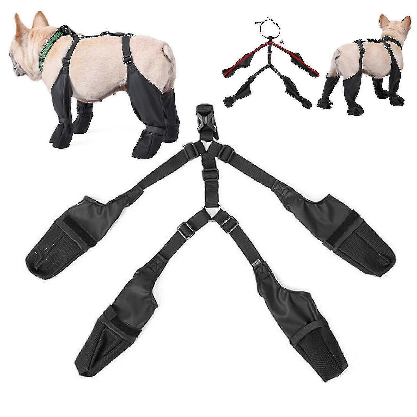 Waterproof Dog Boots - Adjustable Dog Shoes, Dog Suspender Boots With Auxiliary Strap