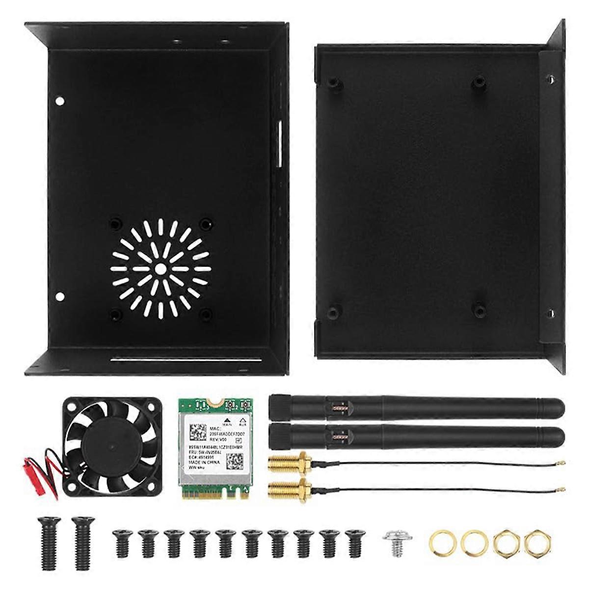 Für Orange Pi 5 Plus Metallgehäuse, WiFi 6-Modul, Antenne, Kühlkörper
