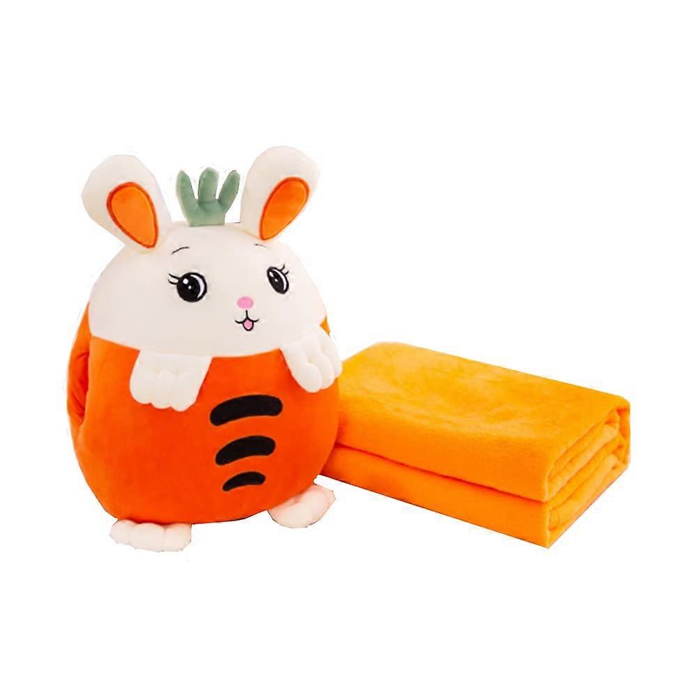 1 Set Adorable Stuffed Animal Travel Blanket and Pillow 15" for Kids Camping, Soft Fabric, Multi-Functional, Lightweight