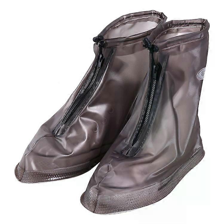 Waterproof Thick-Soled Shoe Covers-Non-Slip PVC,XXL Coffee Coffee