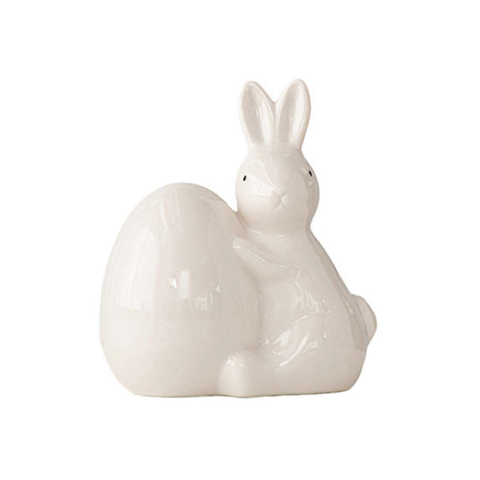 Easters Eggs Rabbit Statue Shelf Decors Accent,Easters Decors Figurine Tabletop Home Decors Easters Decorative Object  White