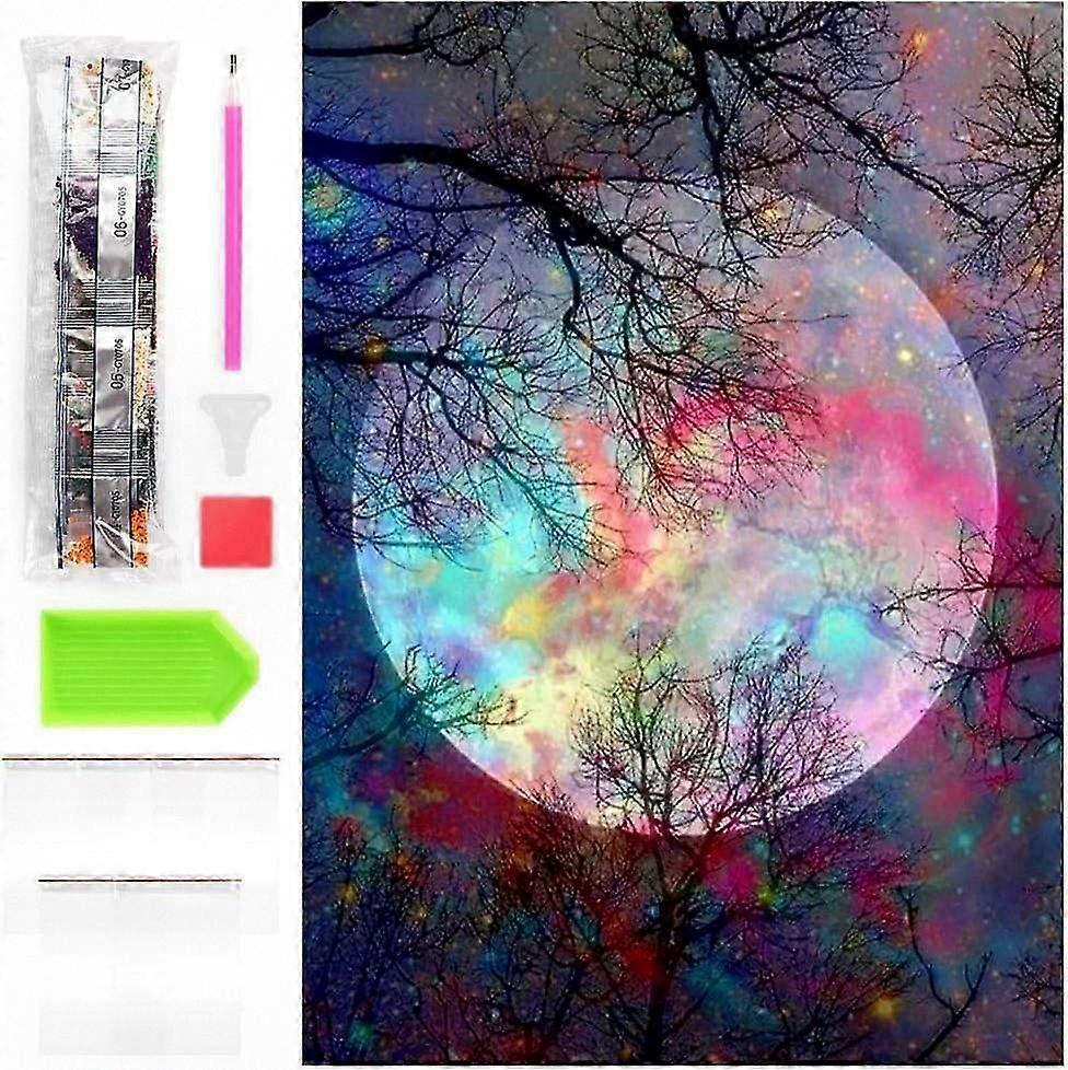 5D DIY Crystal Art Moon Kits, Sparkling Gemstone Mosaic for Kids and Adults, Full Drill Diamond Craft