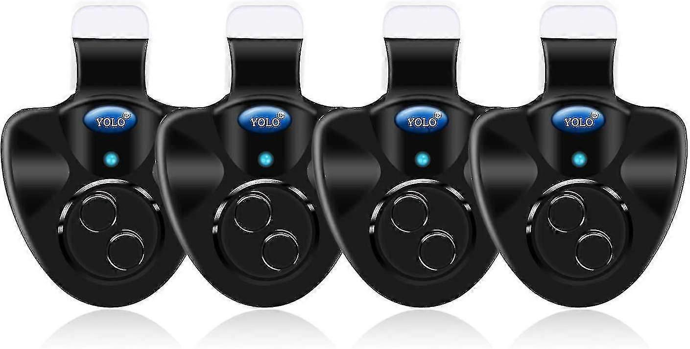 4 יחידות שחור אלקטרוני הוביל אור דיג נשיכת קול אזעקת פעמון קליפ על חכה (q) Tw