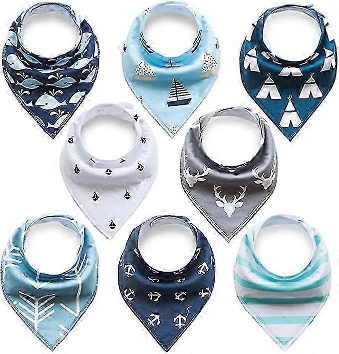 Adjustable Size Baby Triangle Bibs with 8 Pack of Fastener Studs