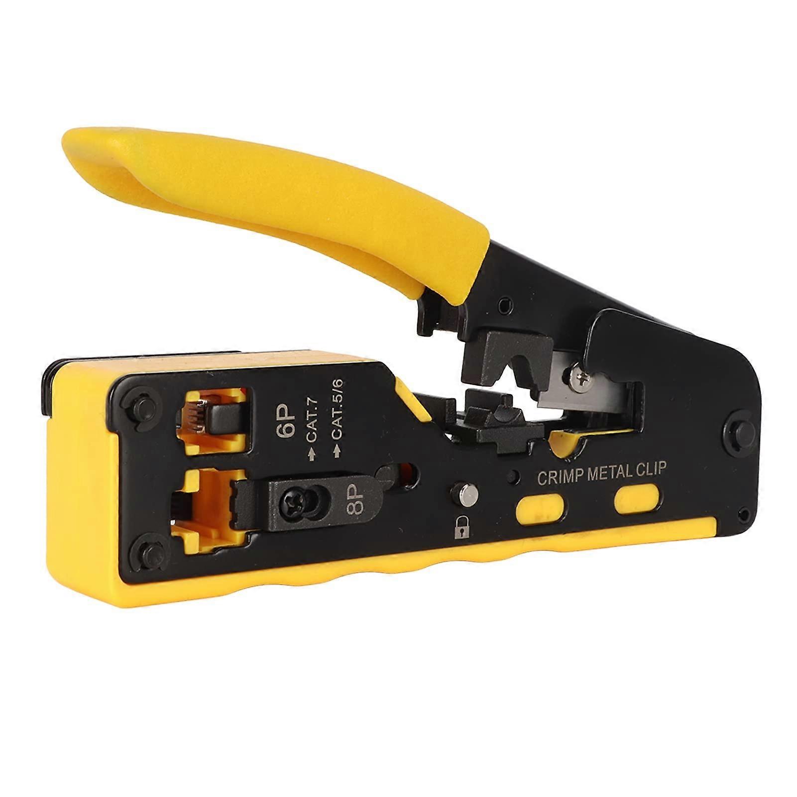 RJ45 Crimp Tool, Pass Through Crimper RJ45 Ethernet Crimping Tool, Work with CAT5e CAT6e CAT7e