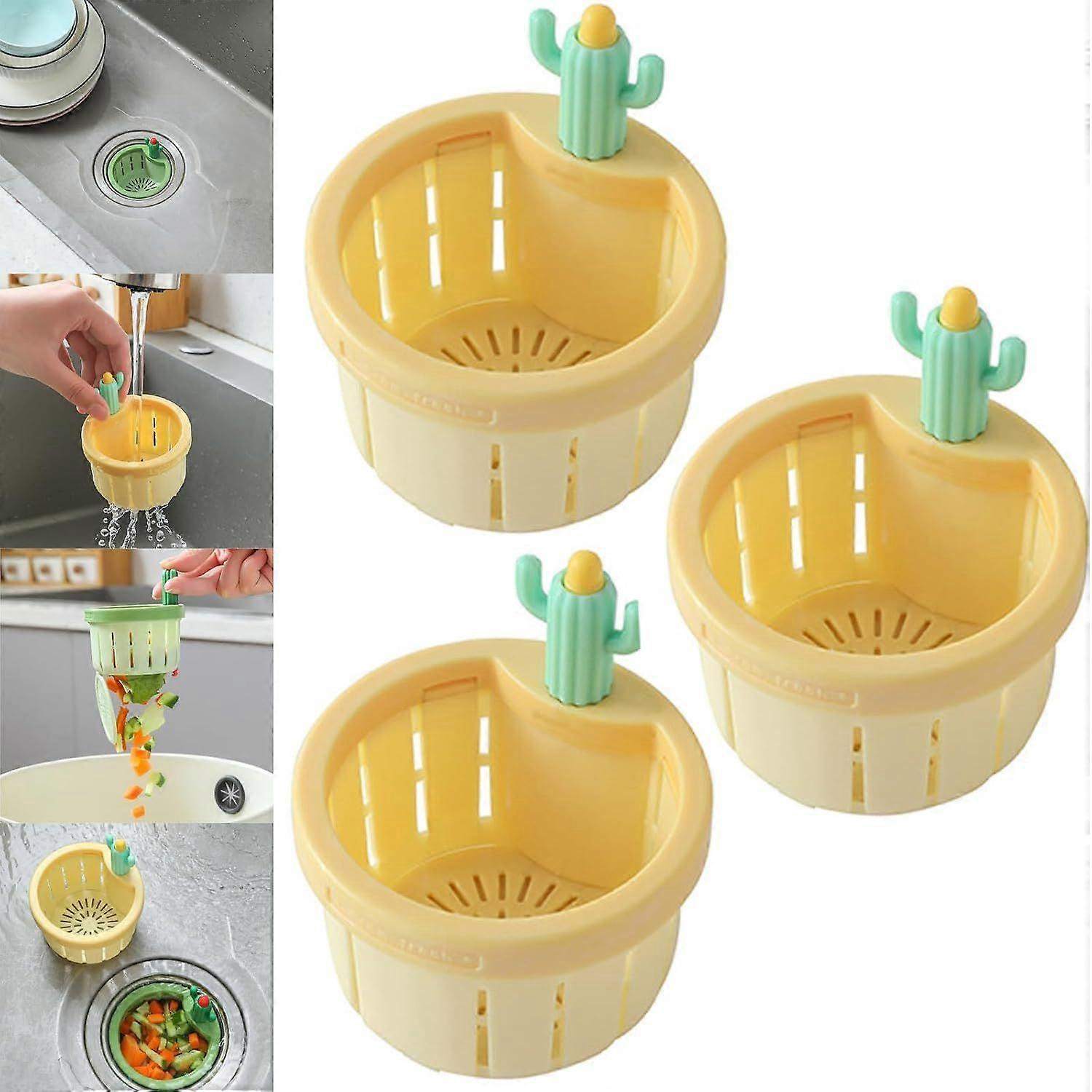 Cactus Kitchen Sink Drain Strainer,Multi-Functional Home Use Cactus Sink Draining Basket Filter Net Lifting Basket