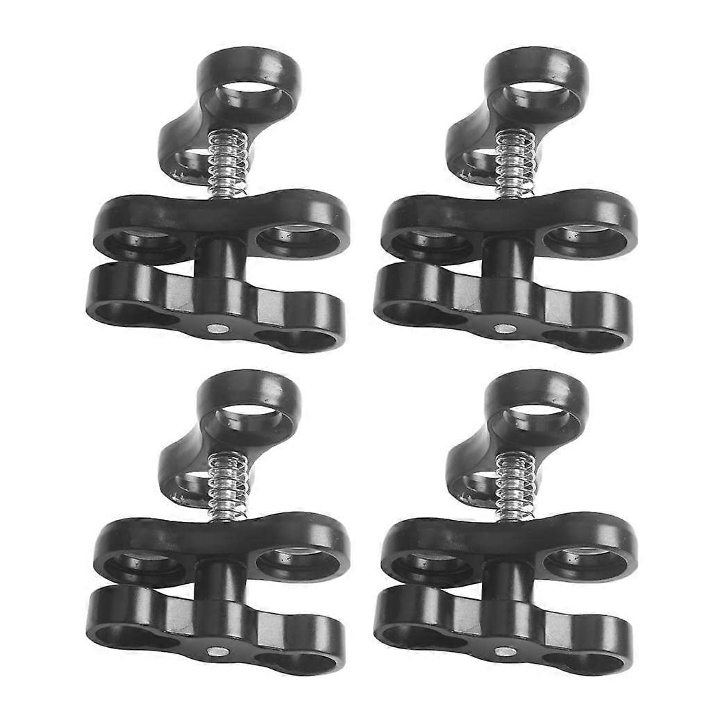 4X Underwater Diving Ball Joint Connector Clamp Mount Arm for Flashlight, Adjustable Aluminum Alloy, 360° Rotation, Black