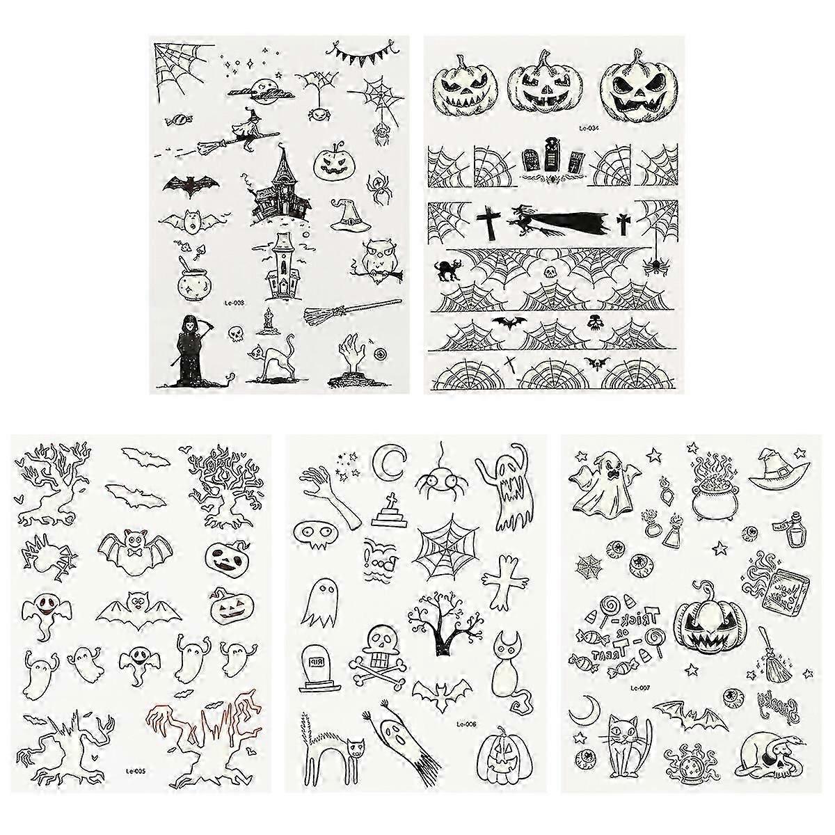 5枚ハロウィーン防水グローインダークステッカールミナスタトゥーペースト