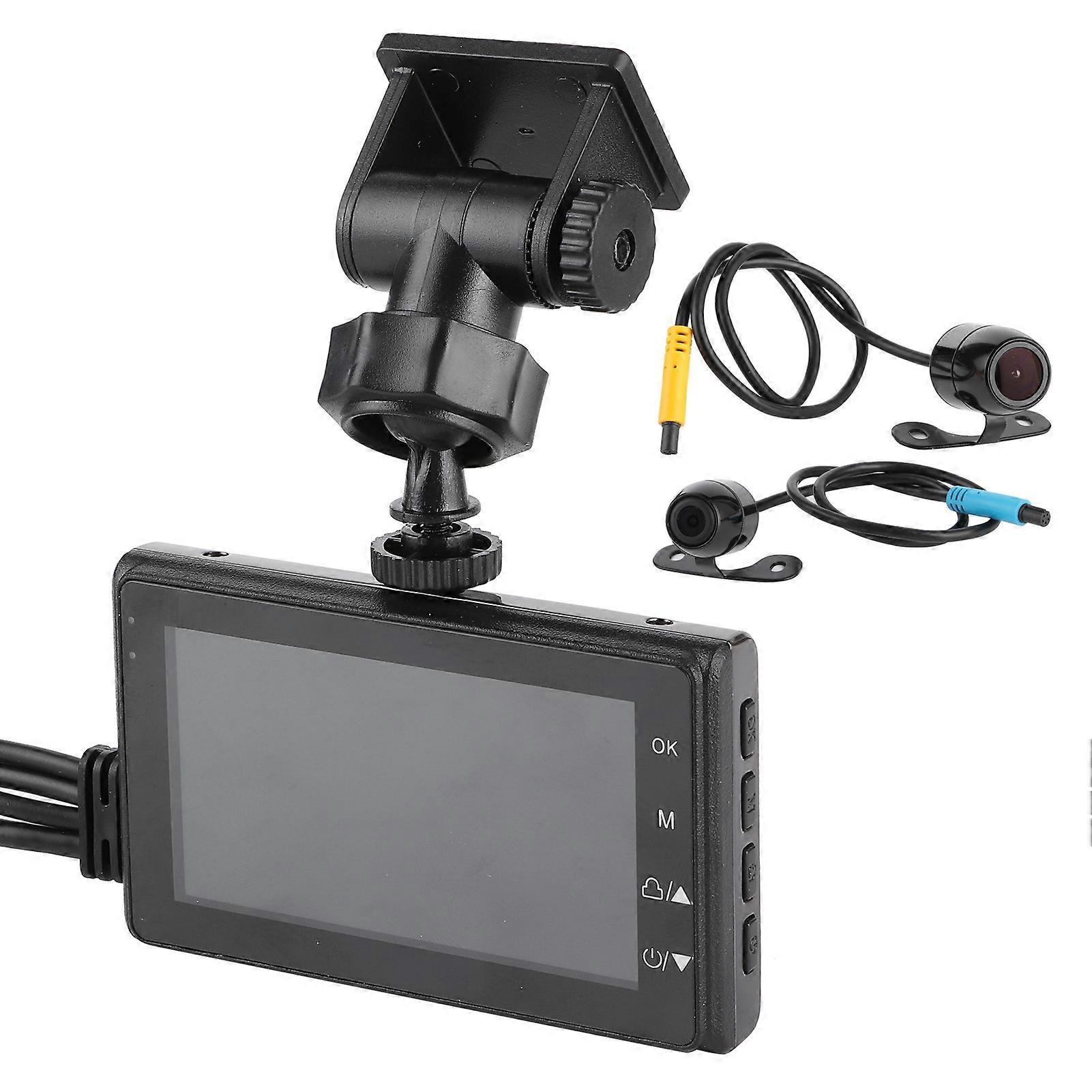 Motorcycle Camera Dash Recorder Front Rear Cam 1080P Waterproof Motor Riding DVR