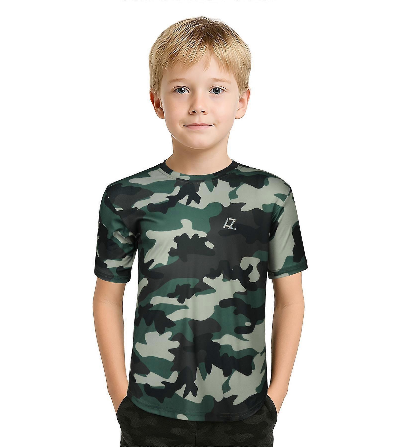 Kids Boys Active T Shirts Camouflage Sports Short Sleeves Summer Tops T-Shirts