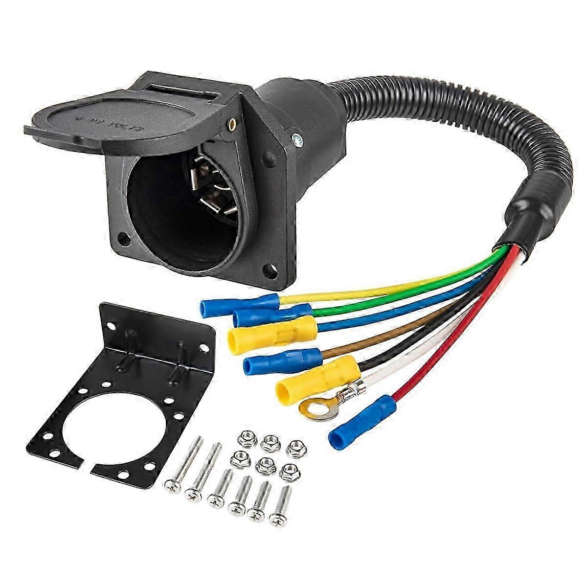 7 Way RV Trailer Light Connector Socket 7 Pin Wire Electrical Trailer Adapter Quick Converter with M